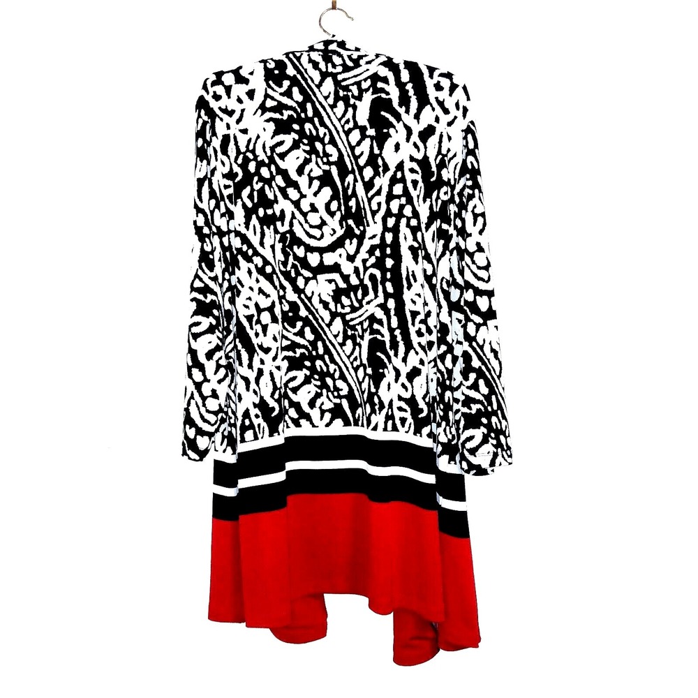 Chico's Women Cardigan 3 XL Black Red Color Block Career Work Office Corporate - Picture 6 of 7